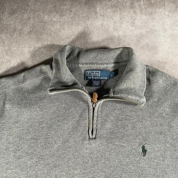 Polo by Ralph Lauren Grey Cozy Quarter Zip Pullover Sweater - Picture 4 of 7